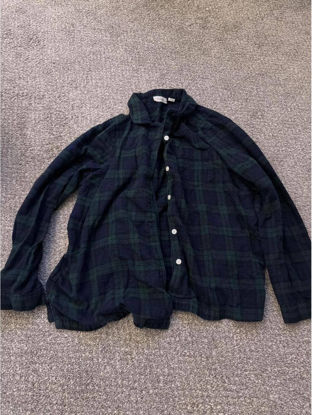 L.L.Bean Men's Green and Navy Shirt